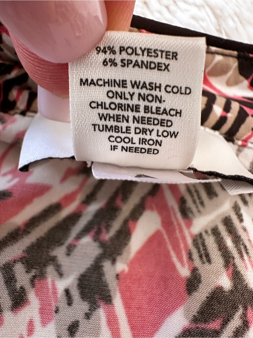 LOFT Women’s Abstract Print Faux Wrap Tie Waist Top Size Medium Pink Brown Cream - Picture 6 of 6